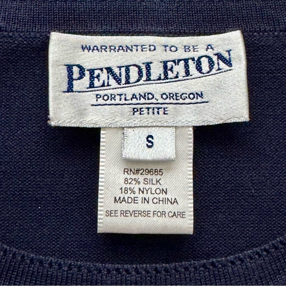 Pendleton Vintage Short Sleeve Silk Blend Crewneck Sweater Tee Navy Blue Sz PS - Picture 8 of 13